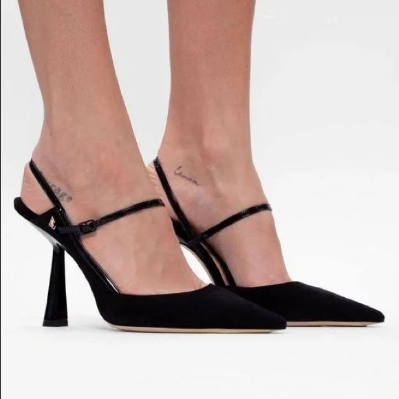 ★JIMMY CHOO黒サンダル36 1/2★ ザ・ストラッピー |ブラック サテン・サンダル | JIMMY CHOO